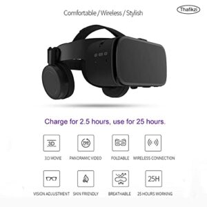 VR Headset Compatible with iPhone & Android Phone - Universal Virtual Reality Goggles with Remote Control - 3D VR Glasses Play Mobile Games Watch 3D Movies Gift for Adults/Kids Eye Protection (Black)