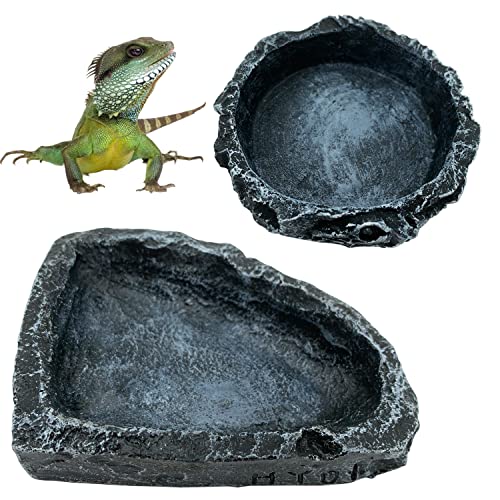 2 Pack Reptile Feeding Dish Corner Bowl, Reptile Water Dish Food Bowl, Amphibian Reptile Feeding Terrarium Bowls for Lizard Bearded Dragon Frog Gecko Tortoise Hermit Crab