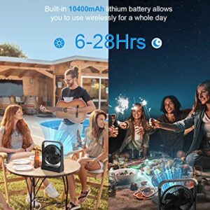 FRIZCOL Portable Fan Rechargeable - 10400mAh Battery Operated Fan(28Hrs work time) - Personal USB Desk Fan - Battery Powered Fan use for Bedroom, Desk, Table, Office, Camping and Outdoor