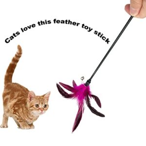 CATENESS Cat Wand Toy Feather Stick Cat Toys, 6 PCS Cat Feathers Wand Toy, Interactive Cat Toy Feather Wand for Indoor Cats