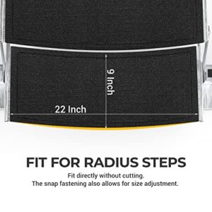 BougeRV RV Step Covers 3 Packs for Fold Up Curved Steps, 22 Inch Wrap Around Radius Stairs Rugs, Camper Carpets for Outside RV Accessories