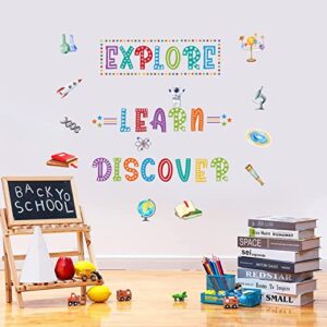 toarti learn discover explore,science wall sticker for classroom,school science education,science laboratory wall decals,classroom school supplies