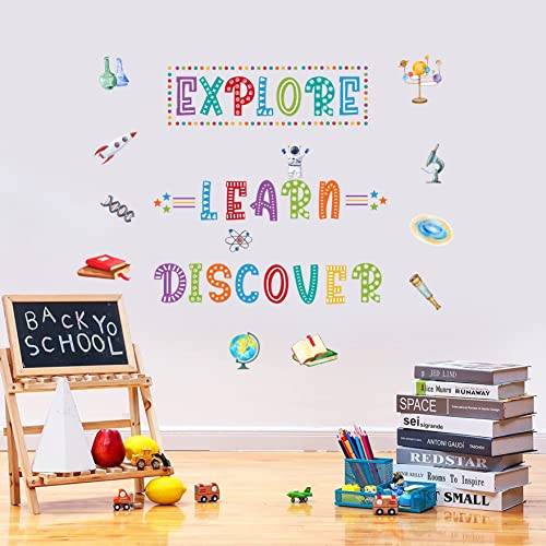 TOARTI Learn Discover Explore,Science Wall Sticker for Classroom,School Science Education,Science Laboratory Wall Decals,Classroom School Supplies