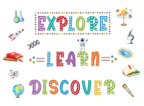 TOARTI Learn Discover Explore,Science Wall Sticker for Classroom,School Science Education,Science Laboratory Wall Decals,Classroom School Supplies