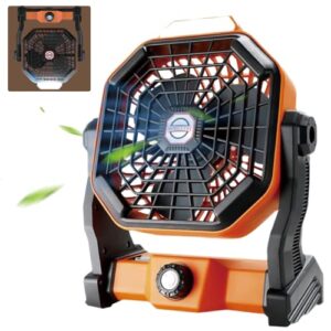 tunise battery operated fan, outdoor fan,camping fans for tents, 7800mah usb rechargeable fan, camping led lantern, 3 speeds brightness, ceiling fan with hook, strong wind quiet, sturdy drop resistant