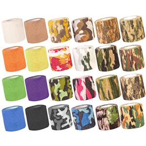 24pack self adhesive tape, wrap flex bandages leg wrap adherent non-woven for dog cat horse pet animals ankle sprains & swelling, 2 inch 5 yards (camouflage patterns)