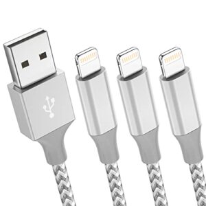 apple mfi certified iphone charger fast charging 3 pack 10 ft lightning cable nylon braided long iphone charger cord compatible with iphone 13/12/11 pro/max/xr/xs/x/8/7/plus/6s/6/se/5s/ipad and more