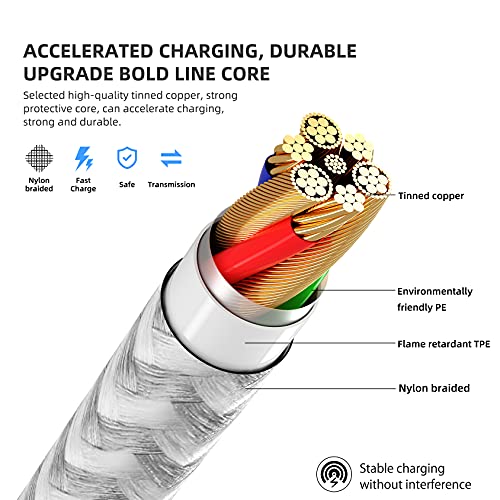 Apple MFi Certified iPhone Charger Fast Charging 3 Pack 10 FT Lightning Cable Nylon Braided Long iPhone Charger Cord Compatible with iPhone 13/12/11 Pro/MAX/XR/XS/X/8/7/Plus/6S/6/SE/5S/iPad and More