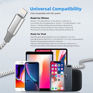 Apple MFi Certified iPhone Charger Fast Charging 3 Pack 10 FT Lightning Cable Nylon Braided Long iPhone Charger Cord Compatible with iPhone 13/12/11 Pro/MAX/XR/XS/X/8/7/Plus/6S/6/SE/5S/iPad and More