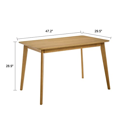 MUSEHOMEINC 47 Inch Kitchen & Dinning Room Tables for Small Space, Mid Century Modern Wooden Rectangular Dining Table for 4-6,Kitchen Table,Living Room Table,Home Office Table,Easy Assembly,Natural