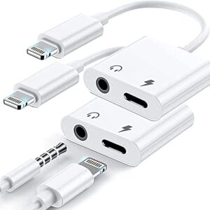 [Apple MFi Certified] 2PACK Lightning to 3.5 mm Adapter，iPhone Aux Adapter Support 2 in 1 Audio + Charger iPhone Splitter Compatible with iPhone 14/13/12/11/X/XR/XS/8/7/6/iPad/iPod