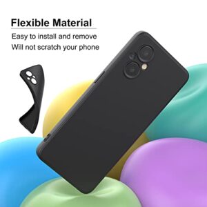 Foluu Silicone Case for OnePlus Nord N20 5G, Liquid Gel Rubber Case with Soft Microfiber Lining Cushion Slim Hard Shell Shockproof Protective Cover for OnePlus Nord N20 5G 2022 (Black)