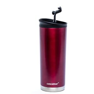 costablue Vacuum Insulated Stainless Steel Thermal Travel Mug - Keeps Drinks Cold or Hot for Hours - Leak-Proof, Dishwasher Safe Lid - 16 Ounces, Peach Cooper & Wine Purple Combo