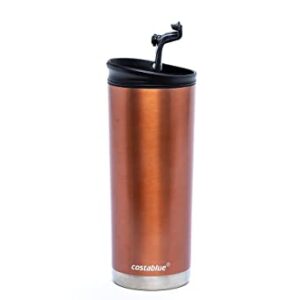 costablue Vacuum Insulated Stainless Steel Thermal Travel Mug - Keeps Drinks Cold or Hot for Hours - Leak-Proof, Dishwasher Safe Lid - 16 Ounces, Peach Cooper & Wine Purple Combo