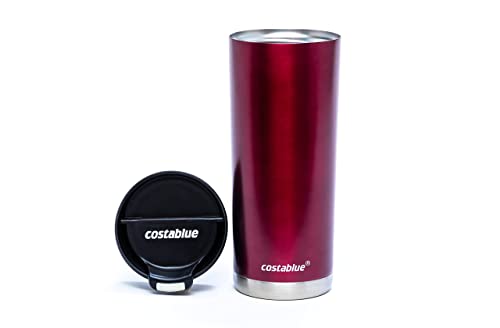 costablue Vacuum Insulated Stainless Steel Thermal Travel Mug - Keeps Drinks Cold or Hot for Hours - Leak-Proof, Dishwasher Safe Lid - 16 Ounces, Peach Cooper & Wine Purple Combo