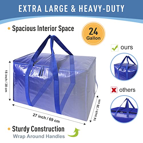 Moving Bags Heavy Duty Extra Large Cube Storage Tote for Space Saving, Traveling Organizer, with Zippers & Strong Carrying Handles (Set of 10)