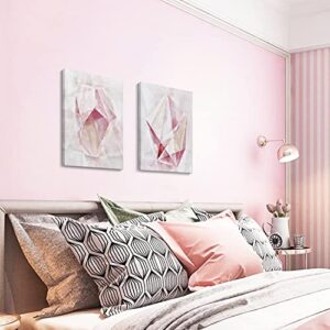 Creoate Pink Wall Decor for Girls Bedroom, Hand Paintd Pink Painting Canvas Print Artwork Framed Set, Abstract Pink Painting for Living Room Wall Decor, 24X36 Inch x2pcs, Ready to Hang