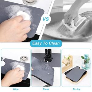 6Pcs Kitchen Faucet Splash Guard, Fast Drying Faucet Absorbent Mat Bathroom Sink Splash Guard Behind Faucet Splash Catcher Faucet Mat for Kitchen Sink Home Farmhouse Bar RV, 15'' x 5.4''