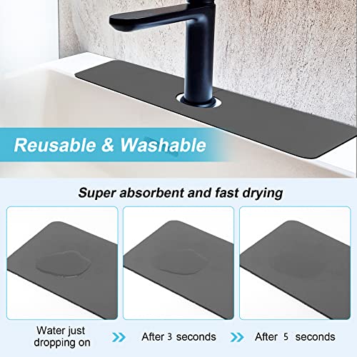 6Pcs Kitchen Faucet Splash Guard, Fast Drying Faucet Absorbent Mat Bathroom Sink Splash Guard Behind Faucet Splash Catcher Faucet Mat for Kitchen Sink Home Farmhouse Bar RV, 15'' x 5.4''