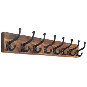 webi rustic coat rack wall mount,35'' long 8 cast iron coat hooks wall mounted,heavy duty wall coat hanger hooks for hanging coats,clothes,rustic brown