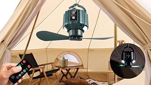 JHXZHAN 10400mAh tent fan light, canopy remote control ceiling fan, power bank, battery powered USB charging fan, suitable for fishing, outdoor, outing, camping, etc.