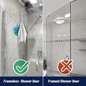 Lefcen Shower Door Hooks, Over The Shower Towel Hook, Shower Hooks for Towels, Towel Hooks for Frameless Glass Shower Door, Stainless Steel, Silver, 2 Pack