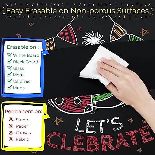 Ohuhu No Shaking and Pressing Chalk Markers for Chalkboard Brush Tip 24 Colors Chalkboard Markers for Blackboard Easter Eggs Car Window Glass Easy to Wipe Off Chalk Pens Non-toxic for Adults Kids