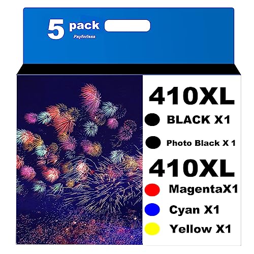 410XL Remanufactured for epson 410 Ink cartridges 5 Pack High Yield for Expression XP-830 XP-640 XP-7100 XP-630 XP-530 XP-635 Printe 5pack (2 Black Cyan Magenta Yellow)