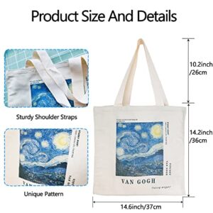 Canvas Aesthetic Tote Bag with Zipper Interior Pocket Shoulder Tote Bags for Women School Shopping