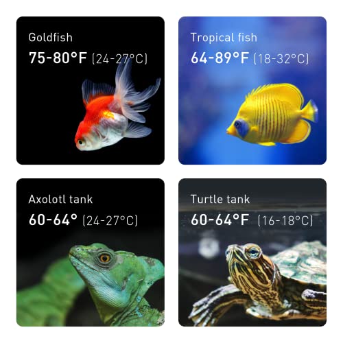 Cosetten Digital Aquarium Thermometer, Fish Tank Thermometer with High Precision Sensor Accurate to ±0.18°F for Fish Axolotl Turtle Tank Temperature Measurement Fahrenheit (Wireless)