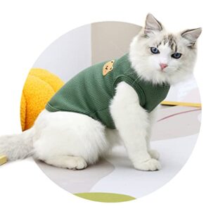 cat clothes, kisold pet cat clothes chic bear casual t-shirt apparel for cat kitten puppy for spring and summer, green, m