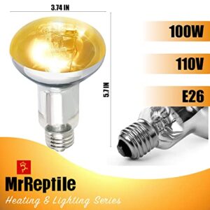 MRREPTILE UVA UVB Reptile Light, Heat Bulb Full Spectrum Sun Lamp, for Reptiles and Amphibian Tortoise/Bearded Dragon, 100W Mercury Vapor Bulb