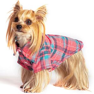 loyalfurry dog shirts for small dogs, dark-pink plaid striped pet clothes,cute breathable cotton outfit soft casual dog outfit,thanksgiving christmas costumes for puppy cats (medium)