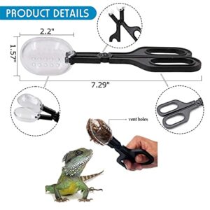 Woyrise 3Pcs Reptile Feeding Tongs, Long Stainless Steel Tweezers, Rubber Tipped Tweezers, Bug Scooper Cricket Clamp, 2Pcs Reptile Food Bowl Water Dish for Lizard,Gecko,Spider,Snakes