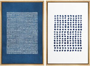 signwin framed canvas print wall art set navy blue white geometric dot collage abstract shape illustration modern art decorative nordic multicolor for living room, bedroom, office - 16"x24"x2 natural
