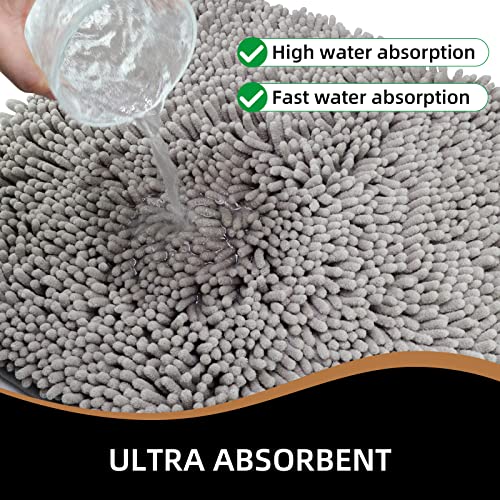 VMVN Bathroom Rugs,Soft Chenille Bath Mat Bath Rugs,Durable Thick Mats for Bathroom Floor Non Slip,Super Absorbent Bath Rug,Soft Thick Shower Rug,16”x24”,Machine Washable