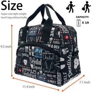 Dentist Insulated Lunch Bag for Women Reusable Large Lunch Bags Thermal and Cooler Lunch Box Bag Portable Leakproof Lunch Tote Bag with Adjustable Shoulder Strap for Work Picnic Travel