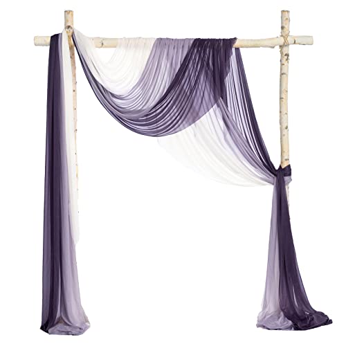 Ling's Moment New Version Easy Hanging Wedding Arch Draping Fabric 3 Panels 30" w x 26.5ft for Wedding Ceremony Reception Swag Decorations