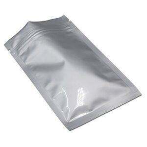 mitob flat mylar bags zipper lock foil bag 4 mil silver for zip food storage resealable aluminum pouch heat sealable with tear notch (100, 3.3x5.5 inch)