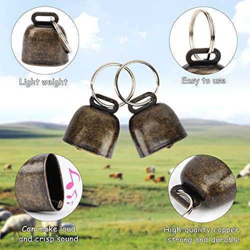 GINDOOR 5 Pack Goat Collars with Bells, Cow Horse Sheep Grazing Copper Bells and Adjustable Nylon Collar Set Pet Anti-Lost Loud Bronze Bell for Small Farm Animal Goat Sheep Cow Accessories