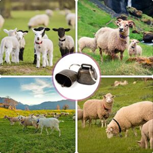 GINDOOR 5 Pack Goat Collars with Bells, Cow Horse Sheep Grazing Copper Bells and Adjustable Nylon Collar Set Pet Anti-Lost Loud Bronze Bell for Small Farm Animal Goat Sheep Cow Accessories