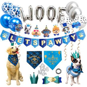 dog birthday party decorations, dog birthday hat/bandana/bowtie/balloon/flag/banner for small medium large dogs pets, doggie boys/girls birthday party supplies decorations
