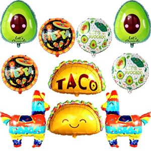 katchon, fiesta balloons for fiesta party decorations - giant 39 inch, pack of 10 | llama balloons, taco balloons for mexican party decorations | taco party decorations | cinco de mayo decorations