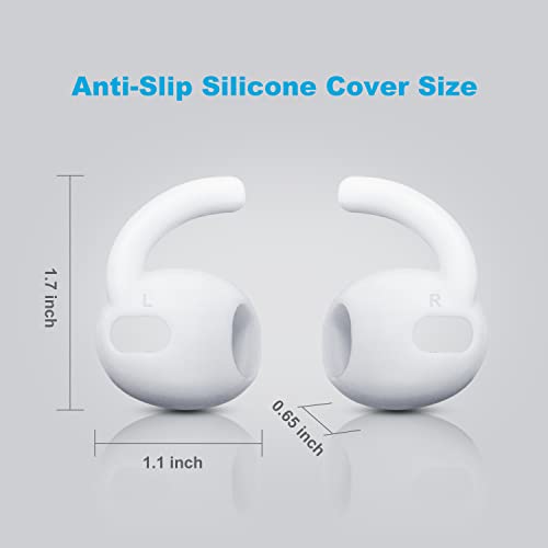 ToneGod AirPods Pro Ear Hooks Covers Pair Compatible with AirPods Pro Anti-Slip Silicone Ear Covers Accessories for Running, Jogging, Cycling (White)