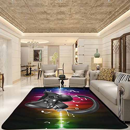 LUCKYLEI Teen Boys Carpets Printed Gamepad Living Room Mat Gamer Bedroom Area Rugs Controller Player Home Decor Non-Slip Crystal Sofa Floor Polyester Mat 60x39inch