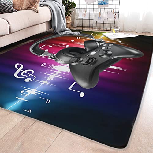 LUCKYLEI Teen Boys Carpets Printed Gamepad Living Room Mat Gamer Bedroom Area Rugs Controller Player Home Decor Non-Slip Crystal Sofa Floor Polyester Mat 60x39inch