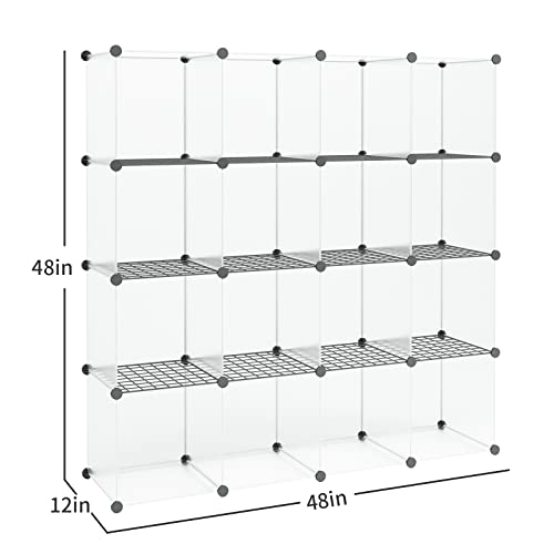 MAGINELS Portable Storage Cubes-14 x14 Cube (16 Cube)-More Stable (add Metal Panel) Cube Shelves, Modular Bookshelf Units，Clothes Storage Shelves，Room Organizer for Cubby Cube