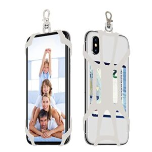 CalorMixs Universal Cell Phone Lanyard - Universal Neck Phone Holder w Adjustable Neck Strap - Compatible with Most Smartphones (White)