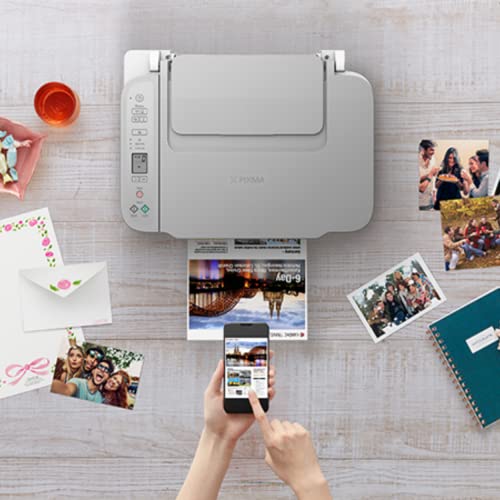 NEEGO Canon Wireless Inkjet All-in-One Printer with LCD Screen Print Scan and Copy, Built-in WiFi Wireless Printing from Android, Laptop, Tablet, and Smartphone with 6 Ft Printer Cable - White