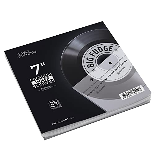 BIG FUDGE Premium Master Vinyl Record Sleeves - 25x Record Inner Vinyl Sleeves for 7" Vinyl Record Storage. Clear 3-Layer LP Sleeves with Anti-Static Rice Paper. Acid Free, Archival Album Sleeves